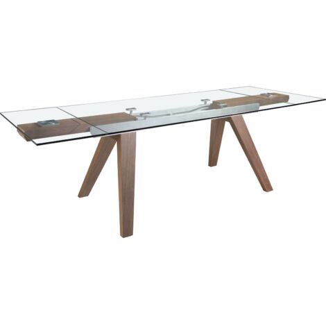 Table repas extensible verre et noyer Angel Cerda