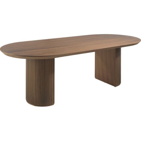 Table ovale fixe Angel Cerda en noyer pour salle à manger - Noyer brun chaud et accueillant