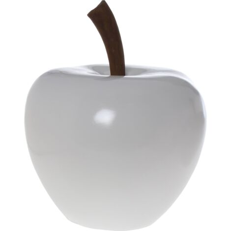 Sculpture élégante pomme blanche en céramique pour déco - Blanc éclatant céramique lustrée