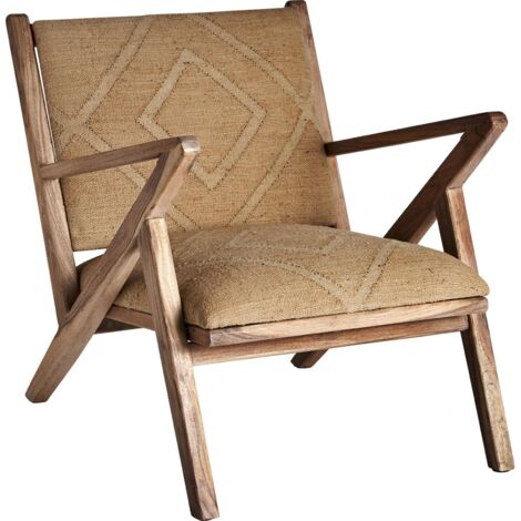 Fauteuil Elgin Vintage en Yute et Bois - Brun terreux avec nuances de bois naturel