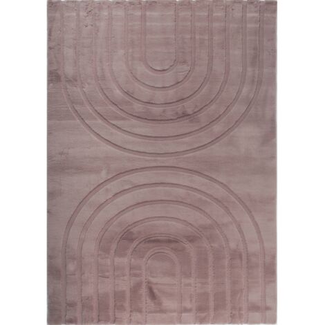 Tapis rose géométrique très doux antidérapant lavable - 80 x 150 cm
