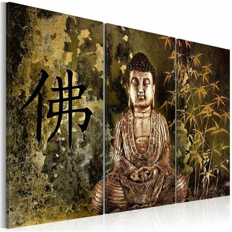 Toile murale Peinture en relief Bouddha 60 x 90 cm - Toiles et
