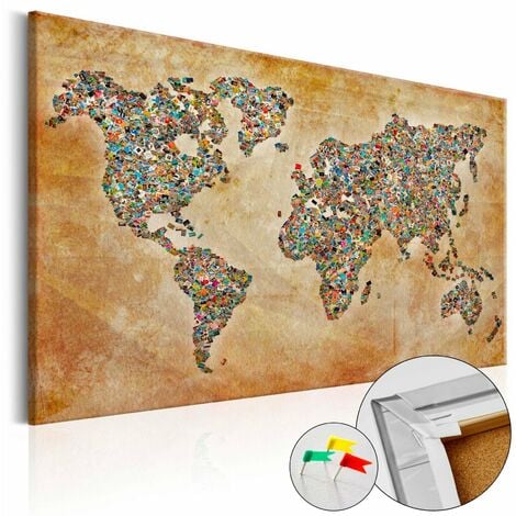 Tableau en liège cartes postales du monde - 60 x 40 cm