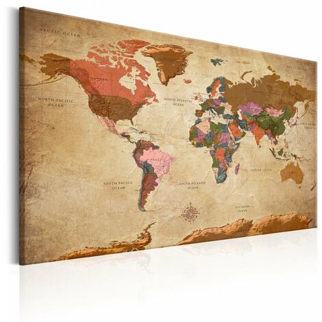 Tableau en liège carte du monde : style rétro, Artgeist