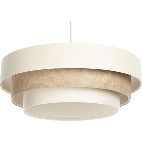 Suspension Boho 050-102-60 - Extérieur en mélange de jute et lin beige clair et foncé, intérieur beige crème
