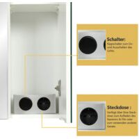 DICTAC spiegelschrank Bad mit LED-Beleuchtung,Steckdose und lichtschalter 70x15x60cm(BxTxH) Badezimmer spiegelschrank mit 3 Türen,Hängeschrank,badspiegel,badschrank mit Spiegel