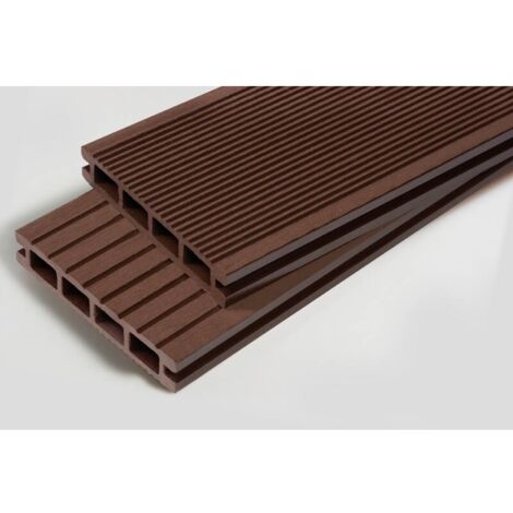 PACK 1 m² Tarima de exterior compuesta doble - Chocolate, L: 240 cm, A: 14 cm, E: 25 mm, Cobertura: 1 m²