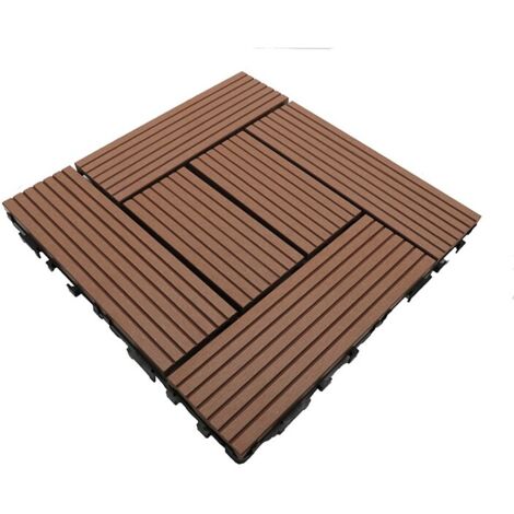 Baldosa clásica de madera compuesta para terrazas de 30 x 30 cm - Color: Terracota, Grosor: 25 mm, Ancho: 30 cm, Largo: 30 cm