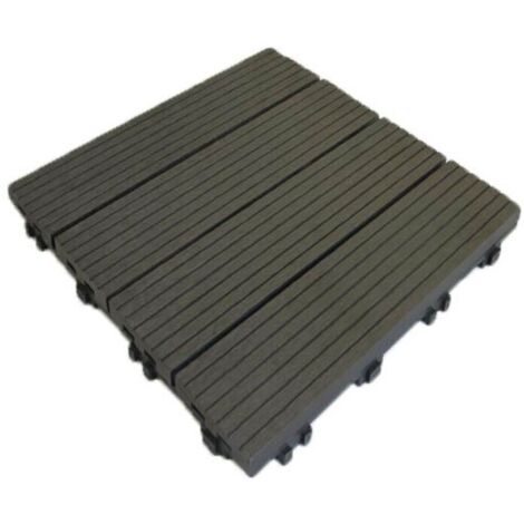 Loseta modular de madera compuesta para terraza 30 x 30 cm / espesor 2,5 cm - Color - Gris carbón, Ancho - 30 cm, Largo - 30 cm, Superficie cubierta en m² - 0,091 por loseta o 11 losetas para 1