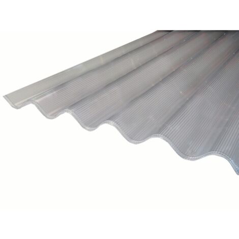 Placa de Policarbonato Ondulado Alveolar 6mm GO (Onda Grande 177/51mm) - Transparente - 92cm x 2.5m