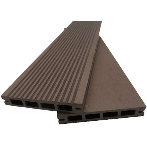 Tarima de exterior de madera composite alveolar Prima - Color - Chocolate, Espesor - 19 mm, Anchura - 12 cm, Longitud - 220 cm, Superficie cubierta en m² - 0,26