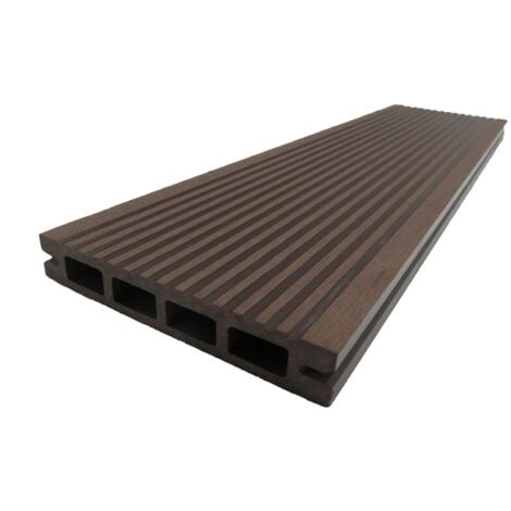 Tarima de exterior de madera composite alveolar Prima - Color - Chocolate, Espesor - 19 mm, Anchura - 12 cm, Longitud - 220 cm, Superficie cubierta en m² - 0,26