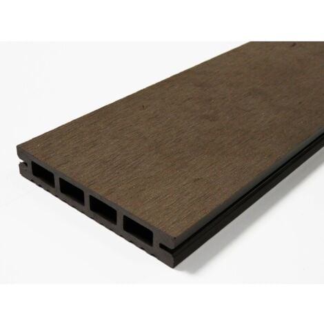 Tarima de exterior de madera composite alveolar Prima - Color - Chocolate, Espesor - 19 mm, Anchura - 12 cm, Longitud - 220 cm, Superficie cubierta en m² - 0,26