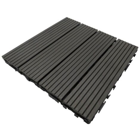 Paquete de losas de terraza de 1m² de madera composite modular (11 piezas 30 x 30 cm) - Color - Gris carbón, Anchura - 30 cm, Longitud - 30 cm, Superficie cubierta en m² - 1