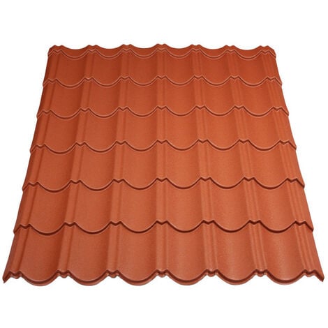 Panel teja fácil en acero galvanizado lacado mate - Color - Marrón rojizo mate, Anchura - 950 mm, Longitud - 1030 mm