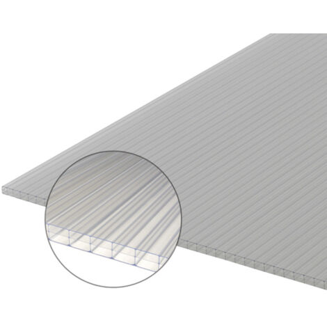 Lastra policarbonato alveolare 16mm trasparente - 98x300cm