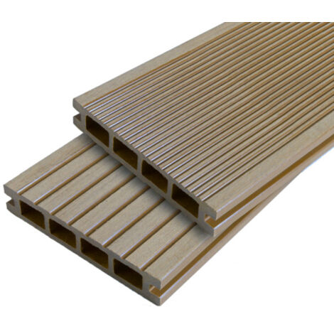 Tavola per terrazza in legno composito a nido d'ape doppio - Colore - Beige chiaro, Spessore - 25 mm, Larghezza - 14 cm, Lunghezza - 120 cm, Superficie coperta in m² - 0,168
