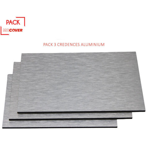 Set di 3 paraschizzi reversibili in alluminio spazzolato 100 x 50 x 0,3 cm - Colore - Alluminio spazzolato, Spessore - 3 mm, Larghezza - 50 cm, Lunghezza - 100 cm