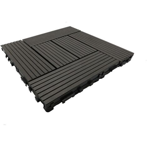 Piastrella per pavimentazione in legno composito grigio carbonio classico 30x30 cm, spessore lama: 11 mm, E: 21 mm, W: 30 cm, L: 30 cm, S: 0,091 m²