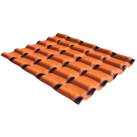 Lastra in PVC imitazione tegola mini, 110 cm x 90 cm - Colore: Anticato, larghezza 90cm, lunghezza 110cm