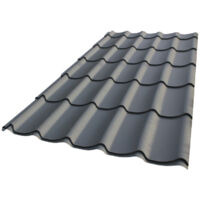 Lastra in acciaio zincato, verniciatura opaca aspetto tegola L 1,95 m/l 1,04 m - Colore: Grigio antracite opaco, larghezza 1,04m, lunghezza 1,95m