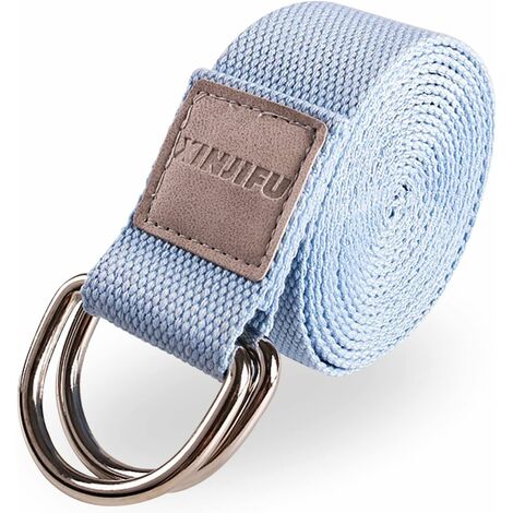 Sangle de Yoga,Yoga Ceinture d’Exercice en Coton Durable,Ceinture de Yoga avec Anneaux en métal,pour Pilates Entraînement Gymnastique Améliorez votre Flexibilité 2.5m Long