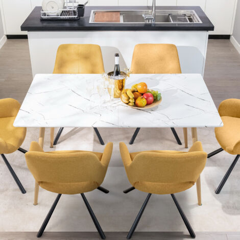 Set Di 6 Sedie Da Pranzo Con Braccioli - Buybyroom, Design Traforato, Gambe In Metallo, Bianco - 3