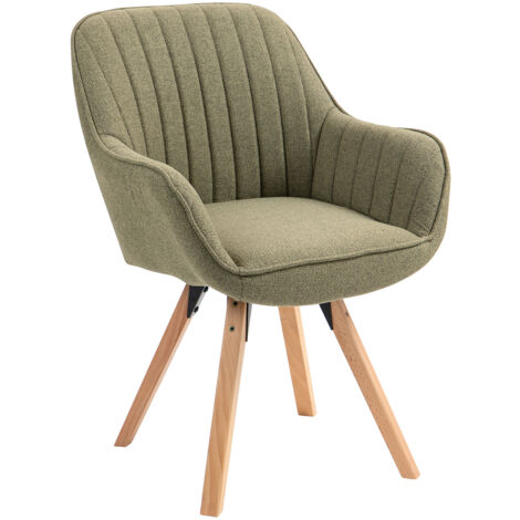 MEUBLES COSY Sedia girevole da pranzo scandinava CARSON in tessuto verde