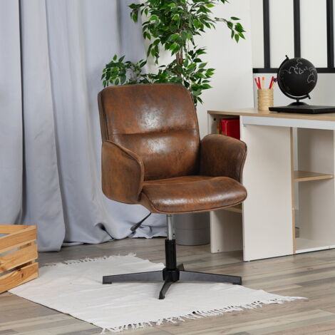 MEUBLES COSY Sedia ergonomica da ufficio in tessuto marrone, poltrona, altezza regolabile, girevole a 360°