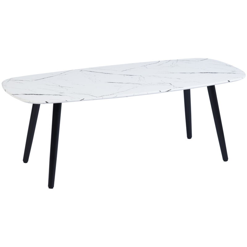 MEUBLES COSY Mesa de salón - Tapa de fibra de madera - Patas de metal negro - Estilo escandinavo - 110x50x40cm