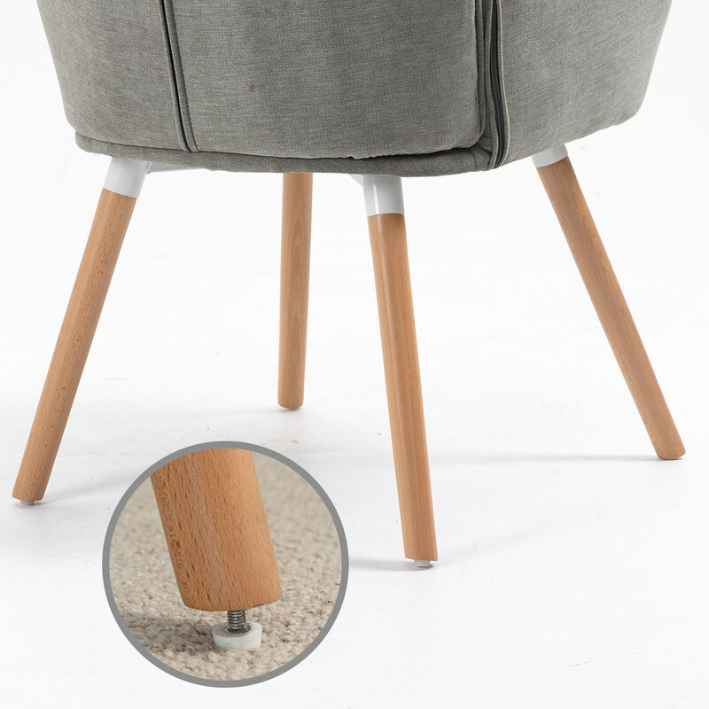 MEUBLES COSY Mecedora con tapizado de tela gris, estructura trasera de  metal, asiento de madera contrachapada y patas de madera natural en estilo  escandinavo