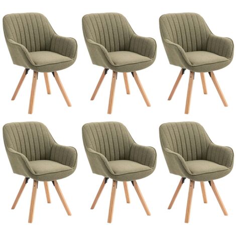 MEUBLES COSY Juego de 6 sillas de comedor giratorias de estilo escandinavo en tela verde (1/5)