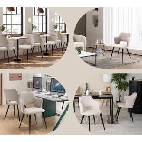 MEUBLES COSY Juego de 2 sillas de comedor escandinavas en tela beige