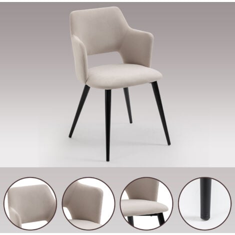 MEUBLES COSY Juego de 2 sillas de comedor escandinavas en tela beige