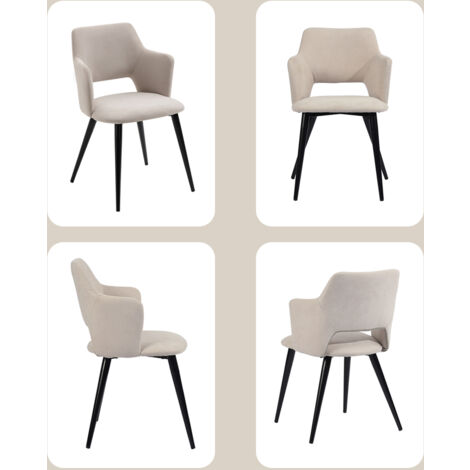 MEUBLES COSY Juego de 2 sillas de comedor escandinavas en tela beige