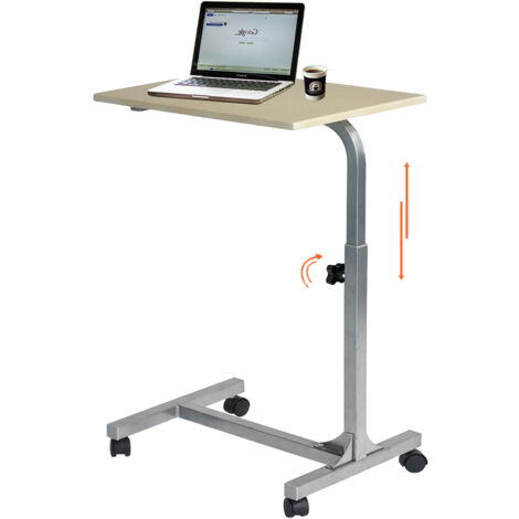 MEUBLE COSY Beistelltisch,Laptop-Betttisch, höhenverstellbarer Beistelltisch – mit 4 feststellbaren Rollen, PC-Ständer – für Wohnzimmer, Arbeitszimmer, Schlafzimmer, Büro, Metall, Schwarz, 48 x 37 x 7 (1/5)