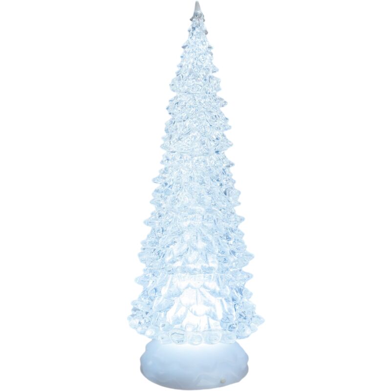 Albero natale luminoso glitter led natalizio con batteria per decorazioni  natalizie h 27 cm -Luce Fredda / 27 cm