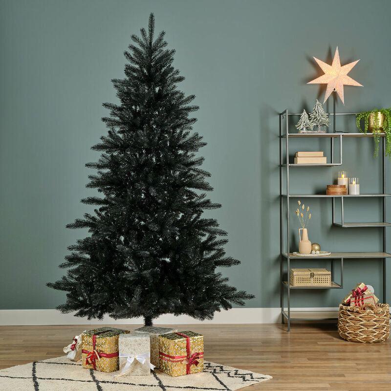 Albero di Natale nero Berlin in PE Effetto Real Touch + PVC h 210 cm -210 cm