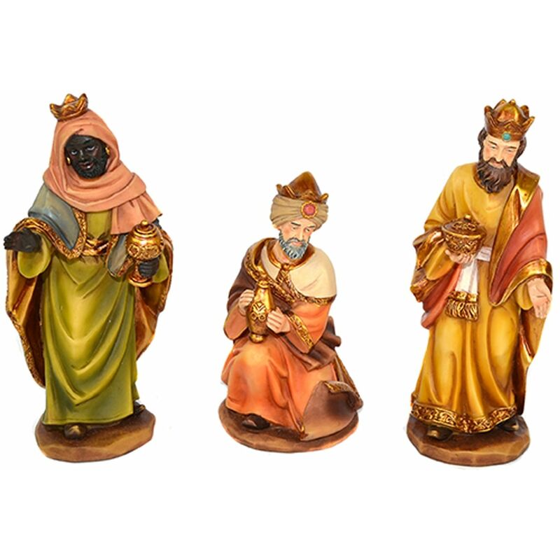Set dei 3 re magi per presepe decorazione natalizia soggetti natività -9 cm
