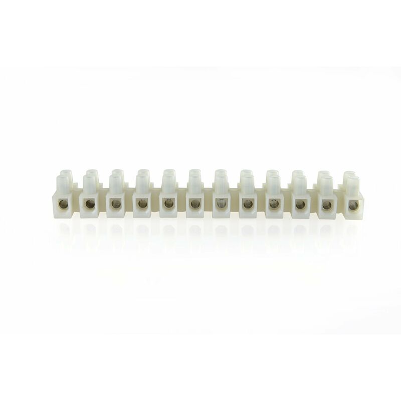 Morsettiere multipolari a 12 poli per collegamento cavi elettrici in  poliammide -Bianco / 2.5 mmq / Stecca singola