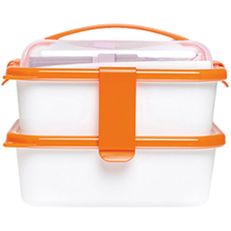 PORTA PRANZO LUNCH&GO IN PLASTICA VERDE CON POSATE 23X7X13CM