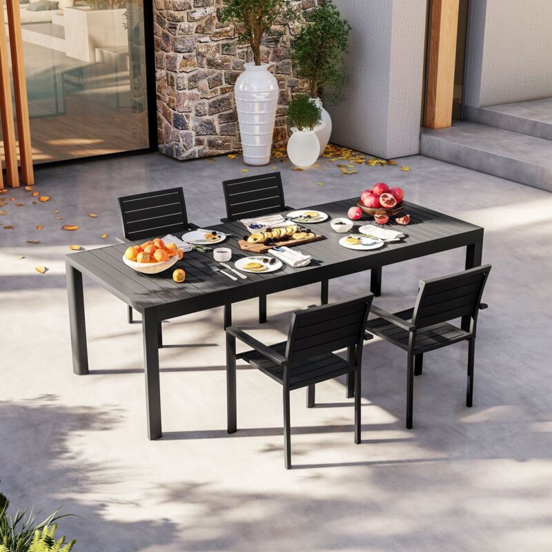 Sedia Da Giardino Impilabile In Alluminio E Textilene Grigio E Nero Lotto Di 2 Valera Nero Grigio 55315472