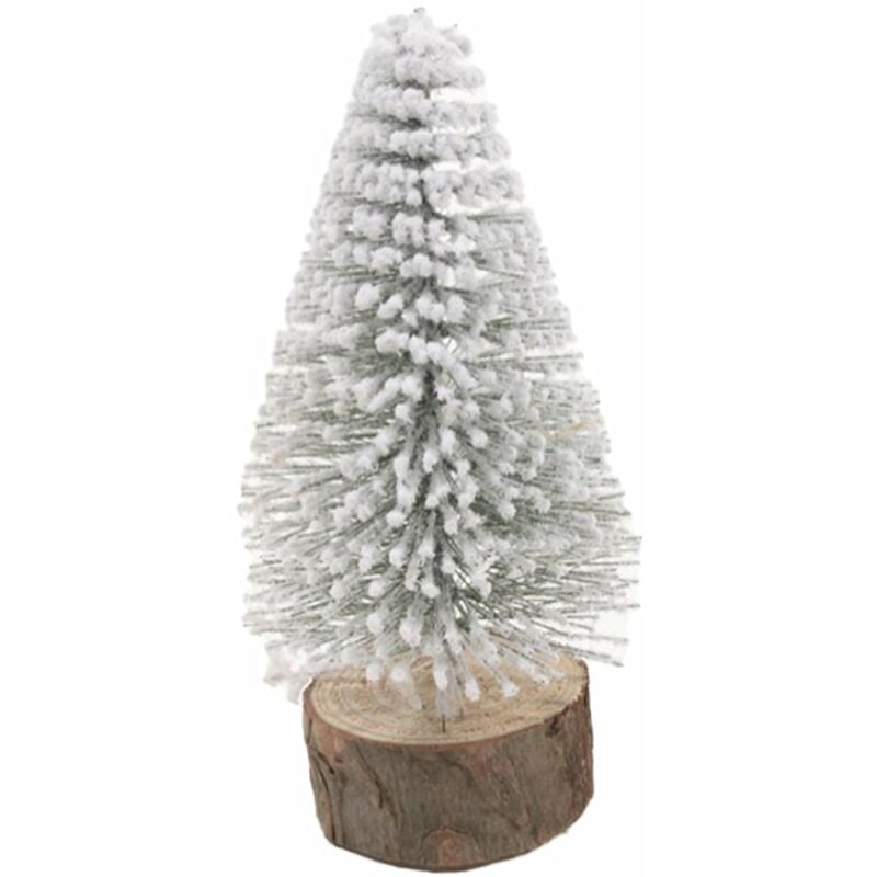 Albero su tronchetto alberello natalizio pino innevato Natalizio in PVC -13  cm