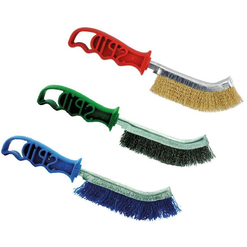 Set 3 Spazzole In Acciaio Per Pulizia - Con Manico Per - Foto 8