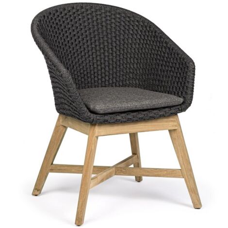 Sedia con braccioli "Coachella" seduta comoda con cuscini, struttura in alluminio -Antracite / Confezione singola (1/5)