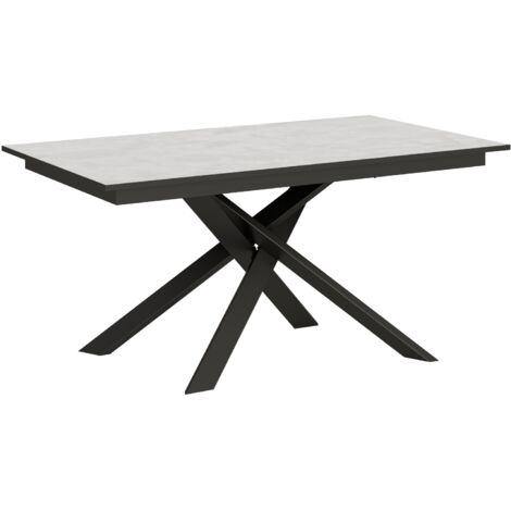 Tavolo "Varese" allungabile in legno per sala da pranzo -90 x 160 + 60 cm / Bianco Spatolato (1/5)