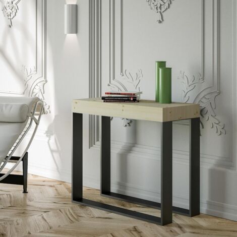 Tavolo consolle "Padova" allungabile in legno per sala da pranzo -Allungabile fino a 300 cm / Premium / Abete Natura (1/5)