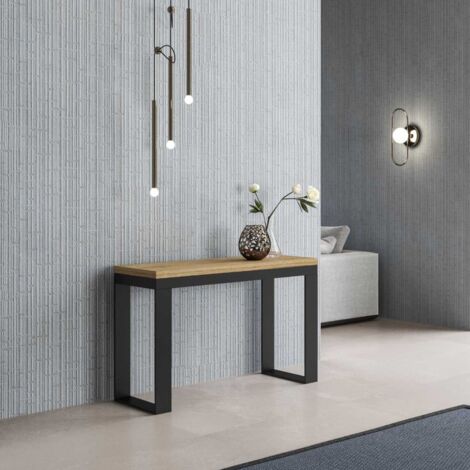 Tavolo apribile 120/200x45/90 cm Tecno Double Quercia Natura telaio Antracite (1/5)