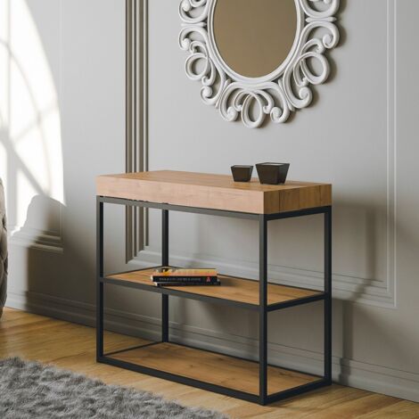 Consolle allungabile 90x40/196 cm Plano Small Premium Quercia Natura telaio Antracite (1/5)