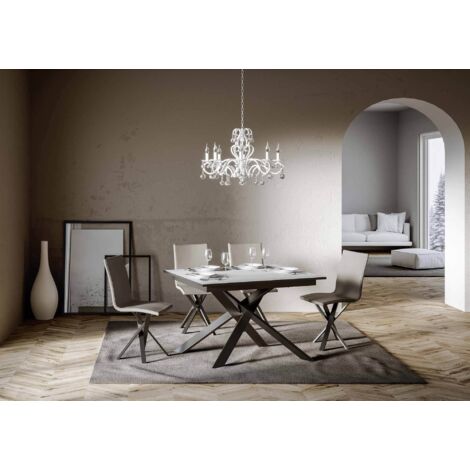 Tavolo "Varese" allungabile in legno per sala da pranzo -90 x 120 + 60 cm / Bianco Spatolato (1/5)